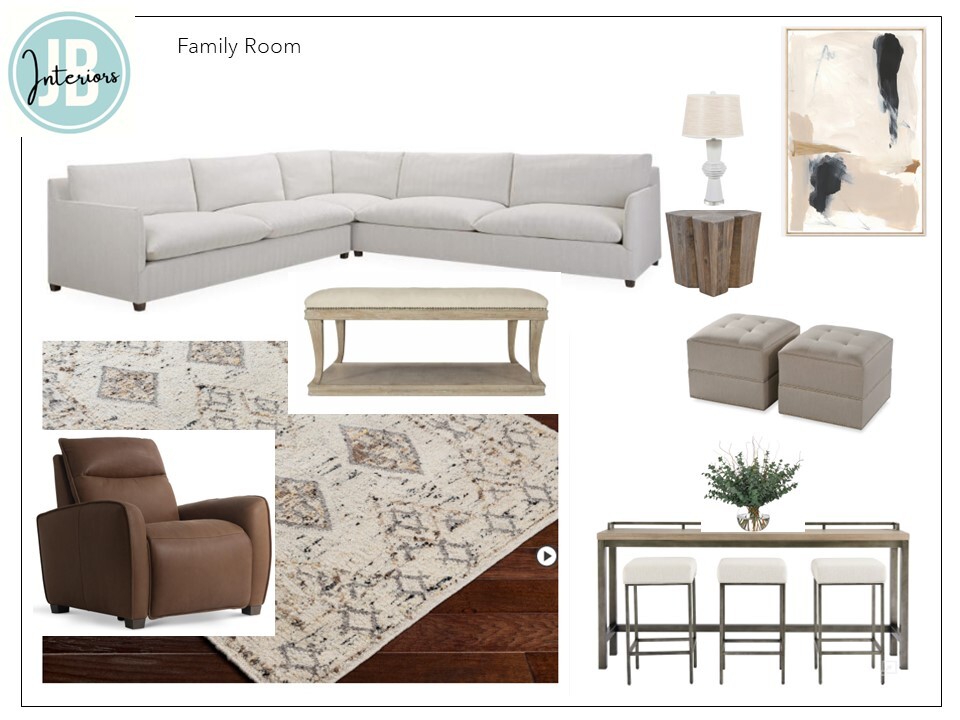 Collage of furniture that makes up a room